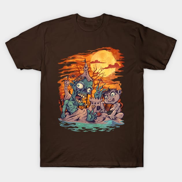 Zombie at the Beach T-Shirt by FlylandDesigns